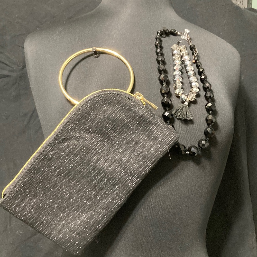 Clutch, bracelet and necklace